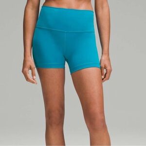 Lululemon Wunder Train High-Rise Hawaiian Blue Biker Shorts (4 in inseam)